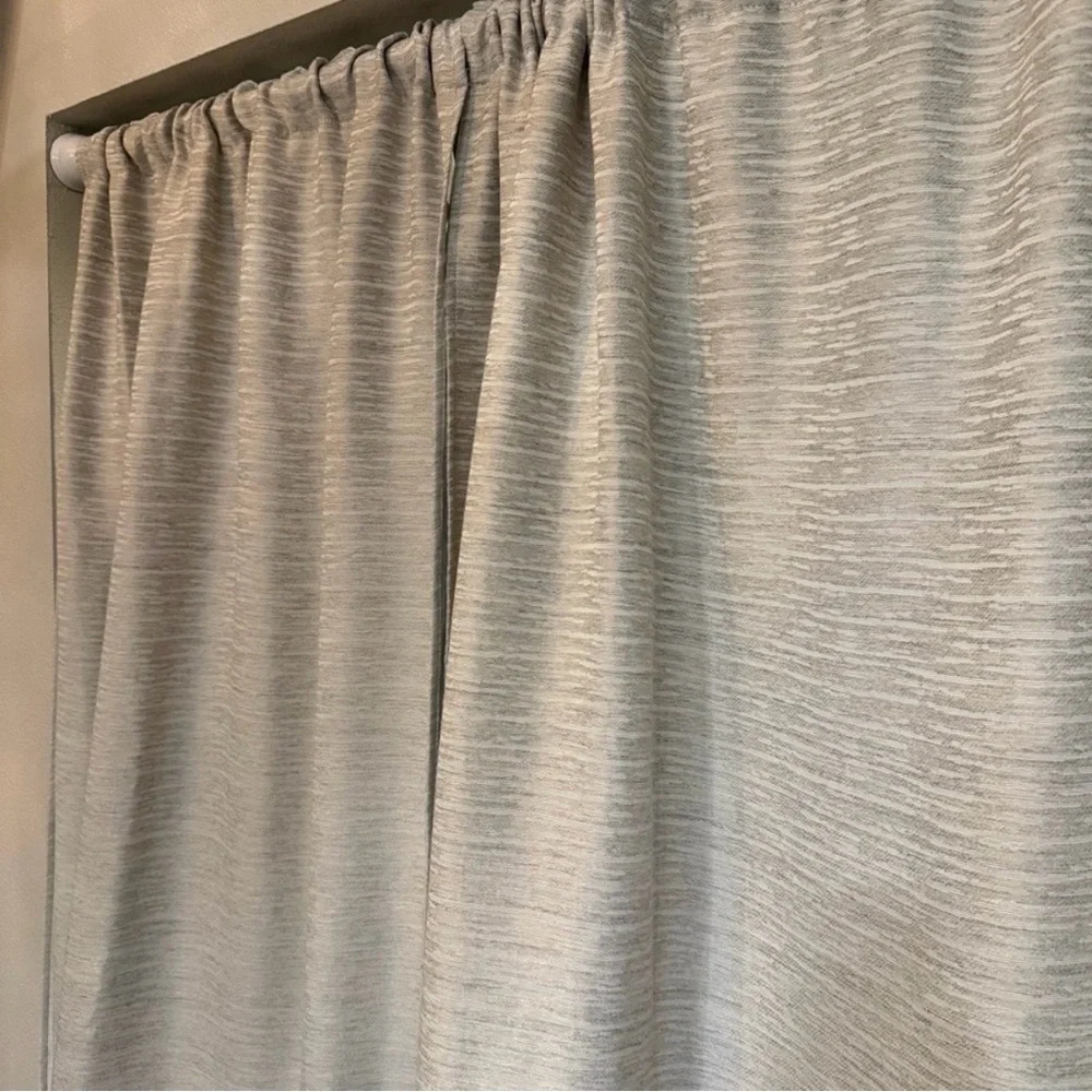 Teagan Tully Neutral Textured Blackout Curtains 37x84 Set of two panels EUC